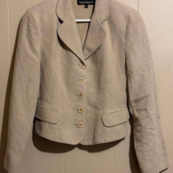 GUESS COLLECTION Women Size 10 Silk Linen Blend Blazer style Jacket Preppy - Picture 1 of 7